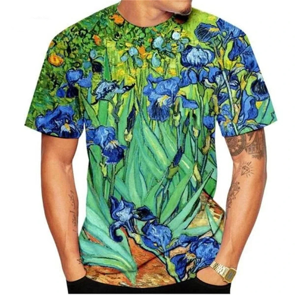 2024 Summer Vincent Van Gogh Art the Starry Night 3D Printed T-Shirt Men Women Causal Retro Short Sleeve Tee Tops Kids Clothing