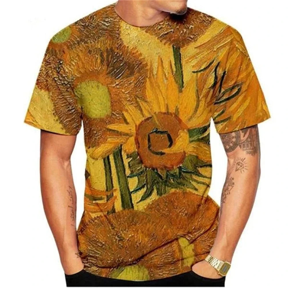 2024 Summer Vincent Van Gogh Art the Starry Night 3D Printed T-Shirt Men Women Causal Retro Short Sleeve Tee Tops Kids Clothing