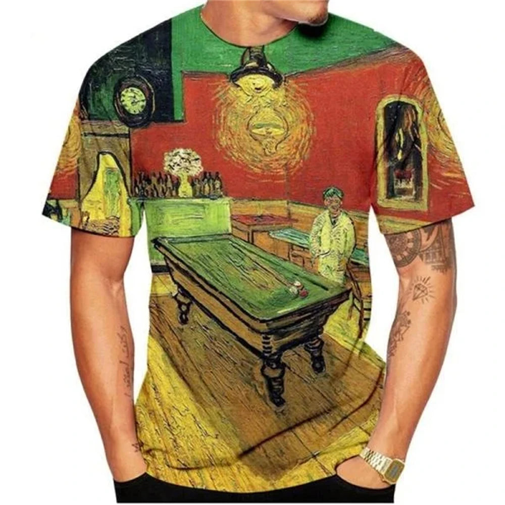 2024 Summer Vincent Van Gogh Art the Starry Night 3D Printed T-Shirt Men Women Causal Retro Short Sleeve Tee Tops Kids Clothing